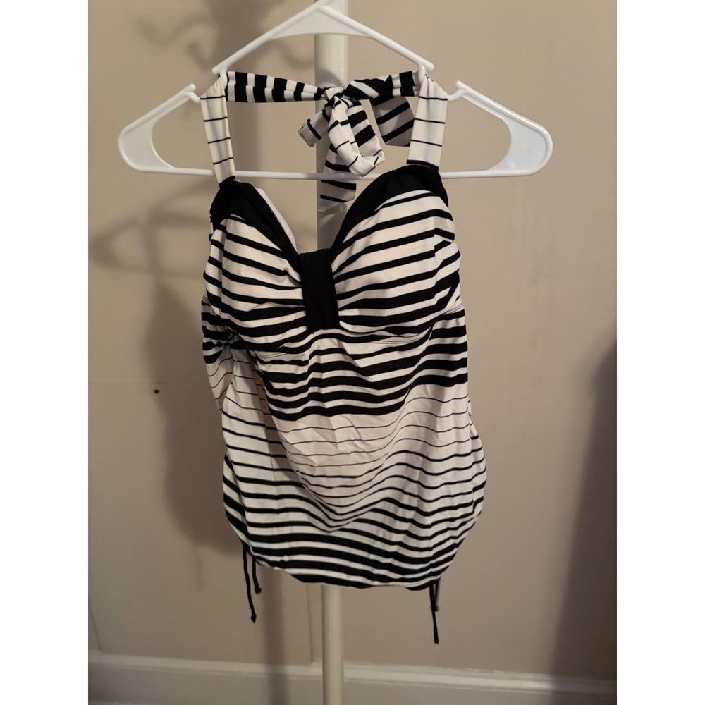 VM Tankini white black stripes size small